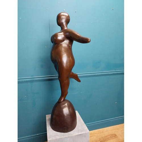 508 - Exceptional quality contemporary bronze sculpture of a curvy Lady raised on slate base {170 cm H x 7... 