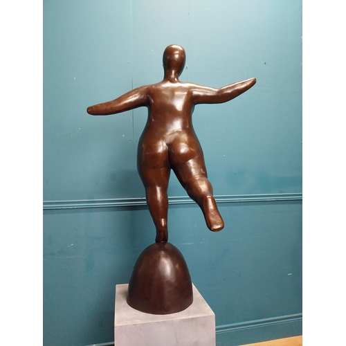 508 - Exceptional quality contemporary bronze sculpture of a curvy Lady raised on slate base {170 cm H x 7... 