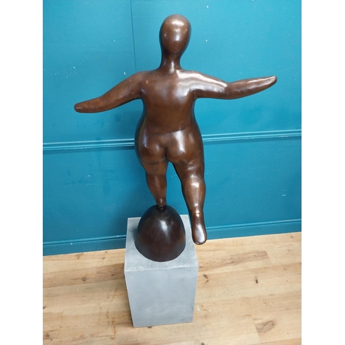 508 - Exceptional quality contemporary bronze sculpture of a curvy Lady raised on slate base {170 cm H x 7... 