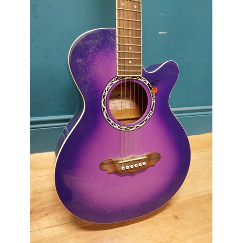 517 - Gypsy Rose 6 string acoustic Guitar {97 cm H x 30 cm W x 10 cm D}.