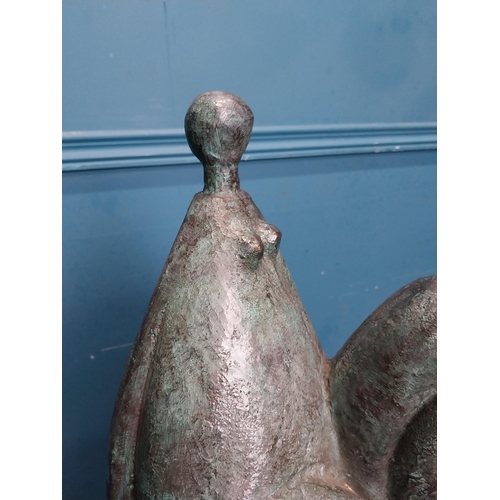 67 - Exceptional quality contemporary bronze sculpture of a Lady raised on slate base {106 cm H x 27 cm W... 