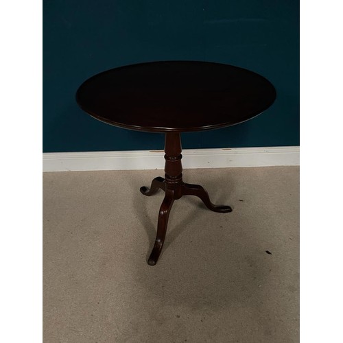 139 - Georgian mahogany occasional table raised on turned column and three outswept feet {70 cm H x 70 cm ... 