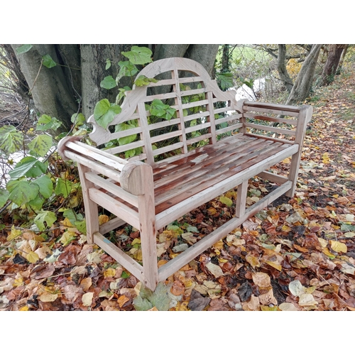 712 - Teak Malborough bench {H 94cm x W 164cm x D 52cm }. (NOT AVAILABLE TO VIEW IN PERSON)