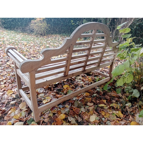 712 - Teak Malborough bench {H 94cm x W 164cm x D 52cm }. (NOT AVAILABLE TO VIEW IN PERSON)