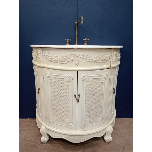 459 - Semi circular french vanity unit {H 92cm x W 95cm x D 50cm } (NOT AVAILABLE TO VIEW IN PERSON)