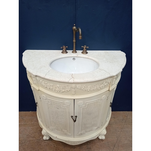 459 - Semi circular french vanity unit {H 92cm x W 95cm x D 50cm } (NOT AVAILABLE TO VIEW IN PERSON)