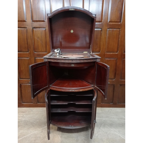 496 - Mahogany gramophone cabinet on castors {H 122cm x W 66cm x D 60cm } (NOT AVAILABLE TO VIEW IN PERSON... 