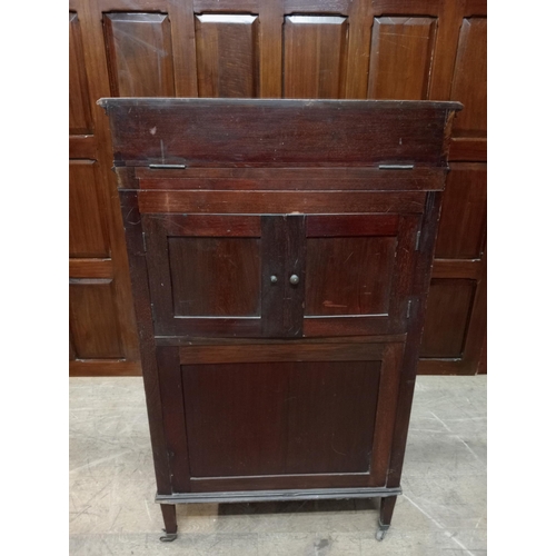 496 - Mahogany gramophone cabinet on castors {H 122cm x W 66cm x D 60cm } (NOT AVAILABLE TO VIEW IN PERSON... 