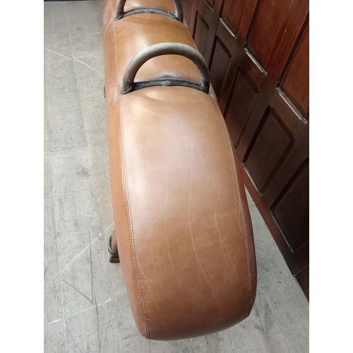 533 - Leather gym horse stool- seat {H 62cm x W 160cm x D 60cm} (NOT AVAILABLE TO VIEW IN PERSON)