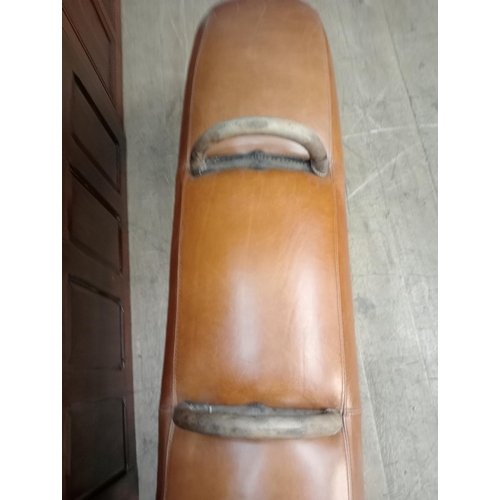 533 - Leather gym horse stool- seat {H 62cm x W 160cm x D 60cm} (NOT AVAILABLE TO VIEW IN PERSON)