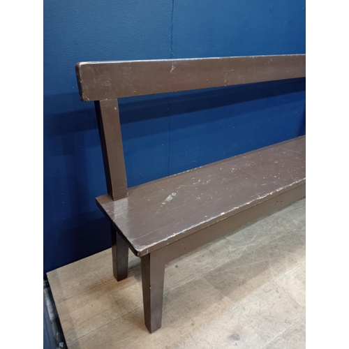 534 - Pitch pine pew bench {H 92cm x W 305cm x D 35cm } (NOT AVAILABLE TO VIEW IN PERSON)