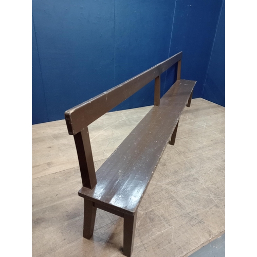 534 - Pitch pine pew bench {H 92cm x W 305cm x D 35cm } (NOT AVAILABLE TO VIEW IN PERSON)