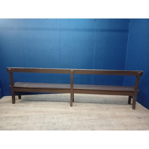 534 - Pitch pine pew bench {H 92cm x W 305cm x D 35cm } (NOT AVAILABLE TO VIEW IN PERSON)