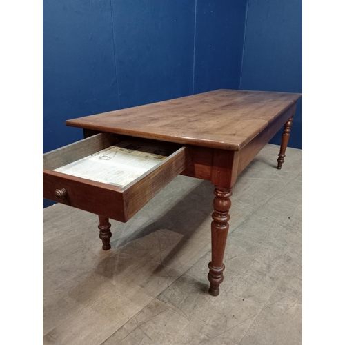 546 - Fruitwood kitchen table with single drawer {Table H 71cm x W 200cm x D 77cm } (NOT AVAILABLE TO VIEW... 