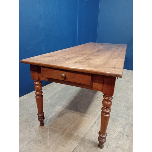 546 - Fruitwood kitchen table with single drawer {Table H 71cm x W 200cm x D 77cm } (NOT AVAILABLE TO VIEW... 