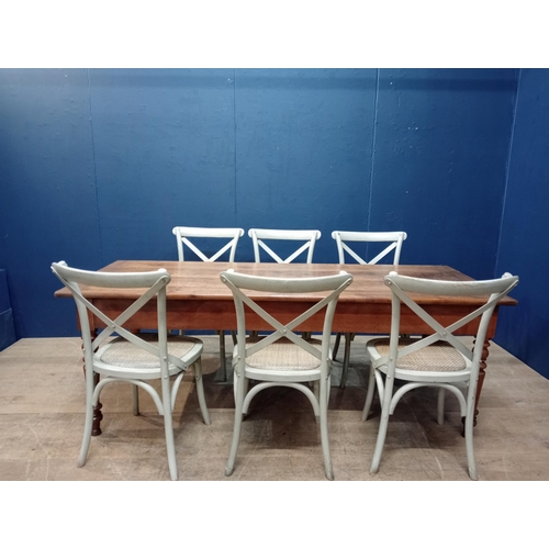 546 - Fruitwood kitchen table with single drawer {Table H 71cm x W 200cm x D 77cm } (NOT AVAILABLE TO VIEW... 