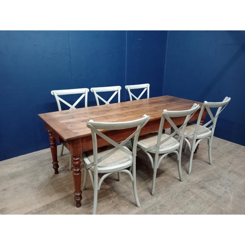 546 - Fruitwood kitchen table with single drawer {Table H 71cm x W 200cm x D 77cm } (NOT AVAILABLE TO VIEW... 