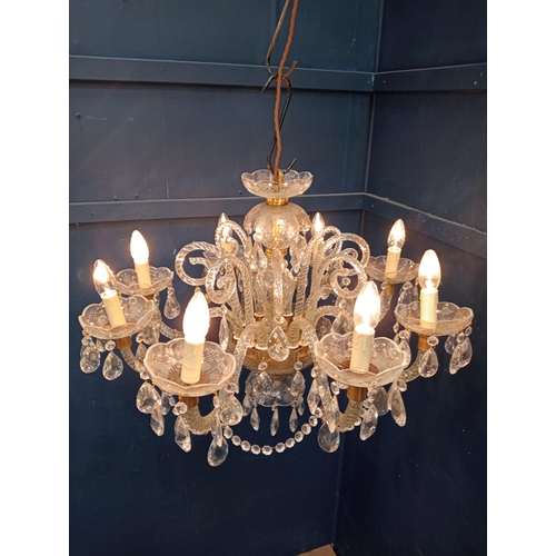 96 - Cut glass eight branch chandelier {H 60cm x Dia 70cm } (NOT AVAILABLE TO VIEW IN PERSON)