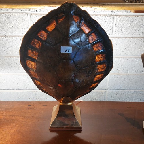 527 - Early 20th C. tortoise shell and brass designer table lamp. {50 cm H x 40 cm W x 15 cm D}