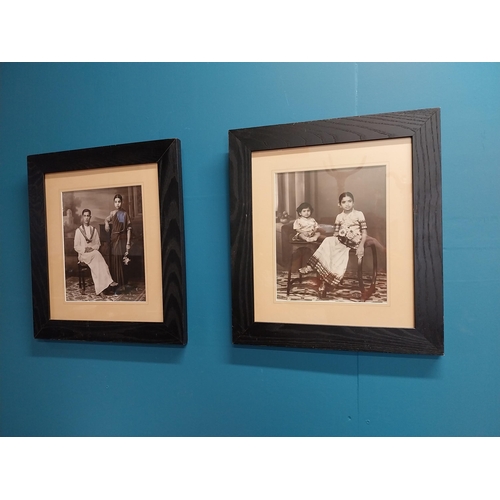 607 - Two framed photographs of Indian family {47 cm H x 42 cm W}.