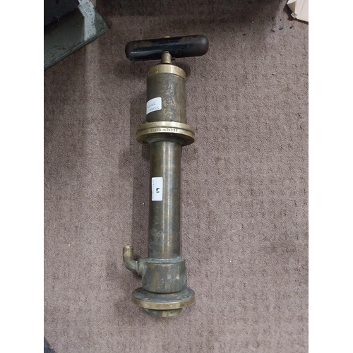 700 - 1920's brass hand pump. {47 cm H x 16 cm W}.