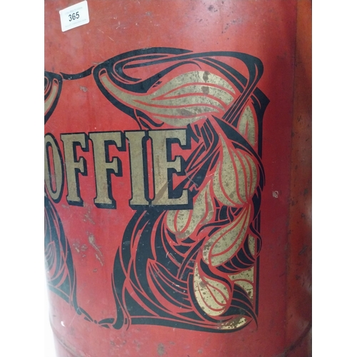 613 - Early 20th C. tin plate lidded Koffie dispenser. {66 cm H x 33 cm W}.