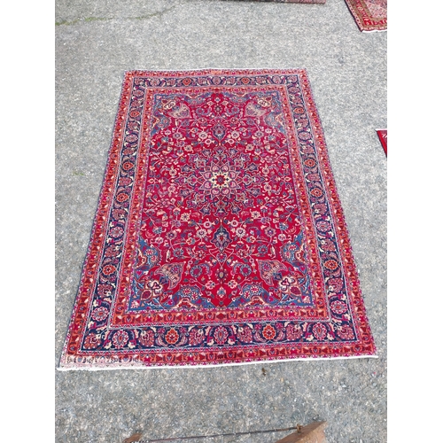 636 - Good quality decorative Persian carpet square {300cm W x 209cm L} (not available to view in person).