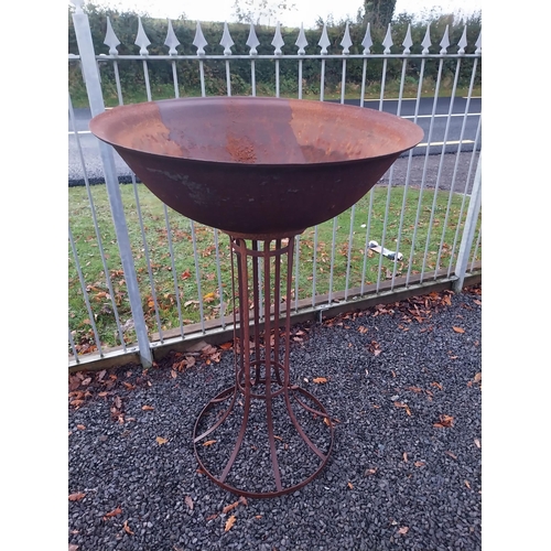 739 - Wrought iron fire pit on stand. {130 cm H x 92 cm Dia.}