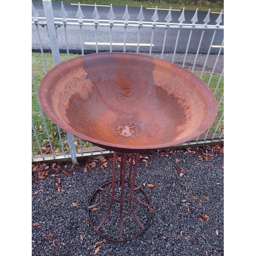 739 - Wrought iron fire pit on stand. {130 cm H x 92 cm Dia.}