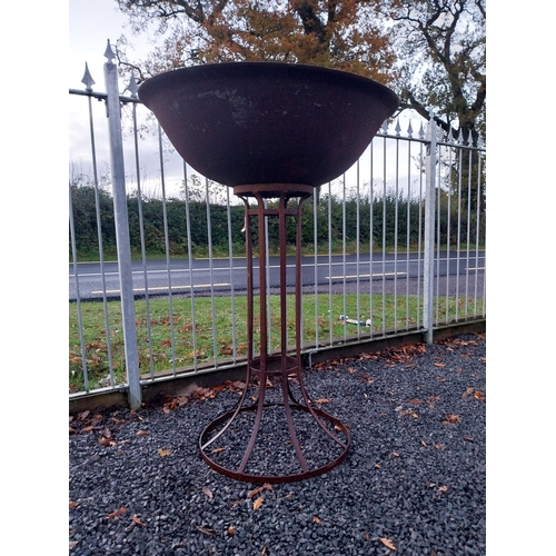 739 - Wrought iron fire pit on stand. {130 cm H x 92 cm Dia.}