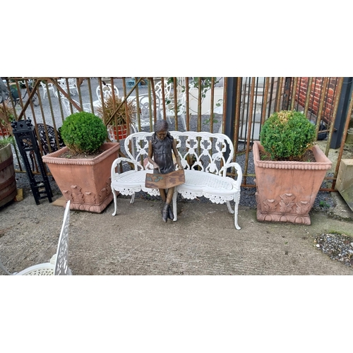 721 - Pair of good quality moulded terracotta planters decorated with acanthus leaf including box ball pla... 