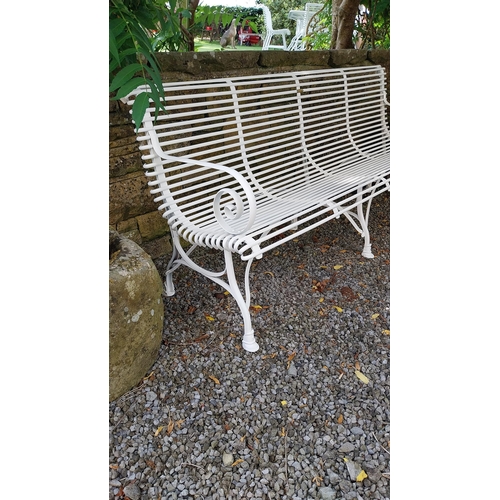 722 - Exceptional quality hand forged wrought iron Arras style four seater garden bench {86 cm H x 192 cm ... 