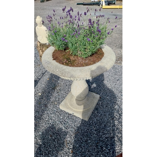 737 - Hand carved limestone planter in the 19th C. style {85 cm H x 80 cm Dia}.