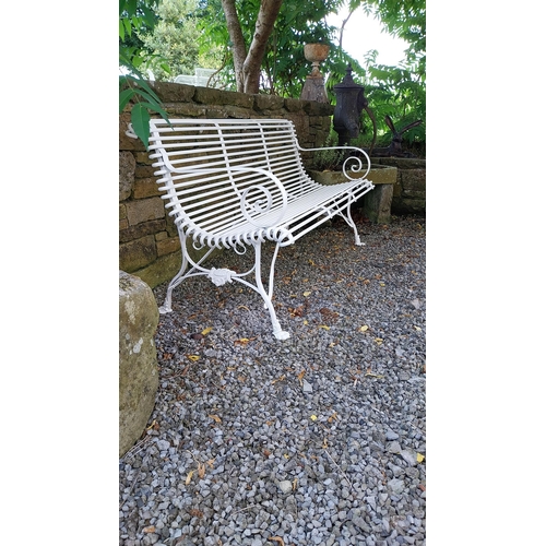 729 - Exceptional quality hand forged wrought iron Arras style three seater garden bench {80 cm H x 150 cm... 