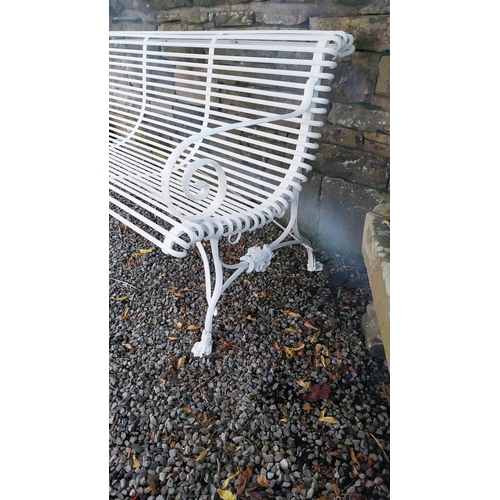 729 - Exceptional quality hand forged wrought iron Arras style three seater garden bench {80 cm H x 150 cm... 