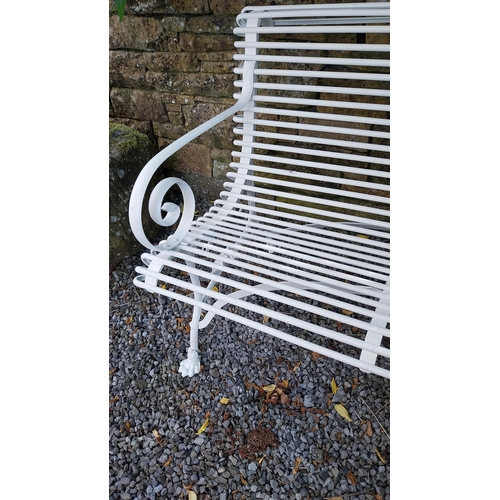 729 - Exceptional quality hand forged wrought iron Arras style three seater garden bench {80 cm H x 150 cm... 