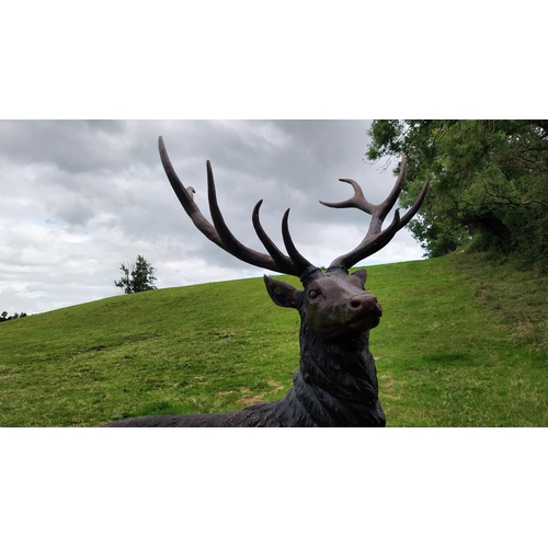 734 - Exceptional quality bronze statue of a majestic Stag {207 cm H x 165 cm W x 92 cm D}.