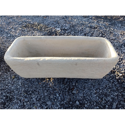 742 - Good quality moulded stone trough {29cm H x 99cm W x 39cm D}