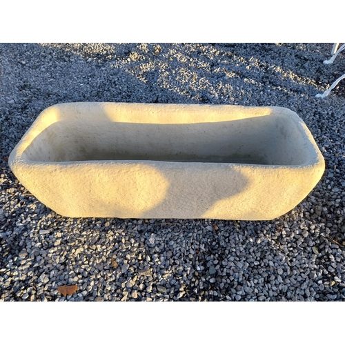 742 - Good quality moulded stone trough {29cm H x 99cm W x 39cm D}