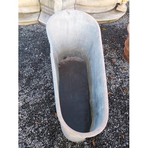 746 - Early 20th C zinc bathtub {76cm H x 170cm W x 77cm D}