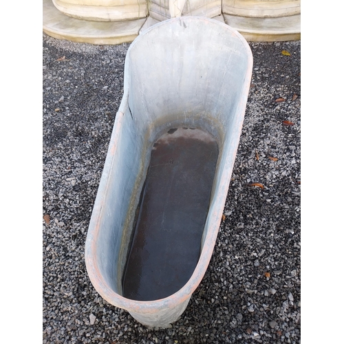 746 - Early 20th C zinc bathtub {76cm H x 170cm W x 77cm D}