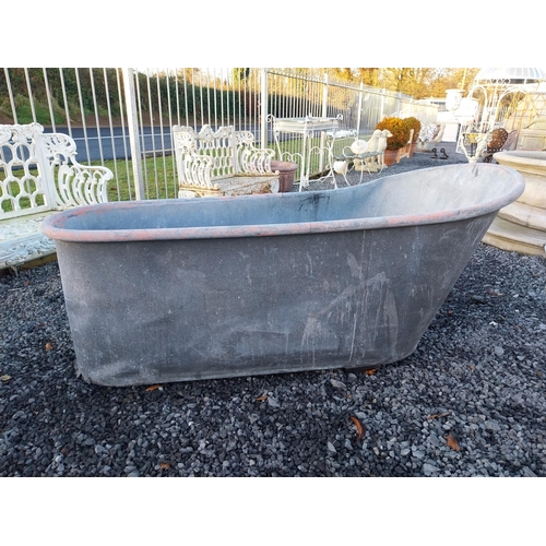 746 - Early 20th C zinc bathtub {76cm H x 170cm W x 77cm D}