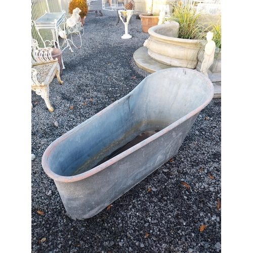 746 - Early 20th C zinc bathtub {76cm H x 170cm W x 77cm D}