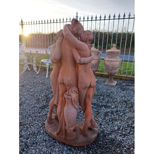 748 - Good quality molded terracotta three Graces statue {107cm H x 57cm W x 30cm D}