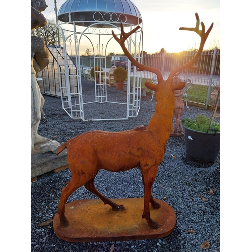 749 - Good quality cast iron majestic stag {147cm H x 107cm W x 65cm D}