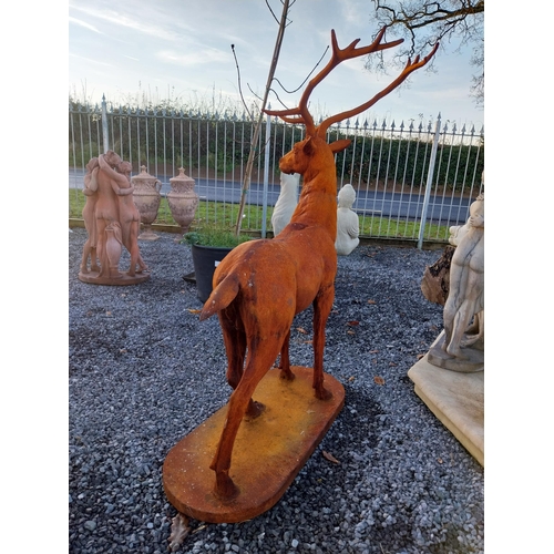 749 - Good quality cast iron majestic stag {147cm H x 107cm W x 65cm D}