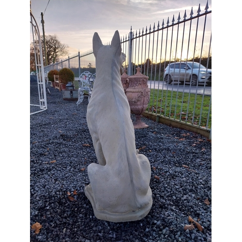 750 - Molded stone model of an Alsation dog with pups {97cm H x 50cm W x 36cm D}