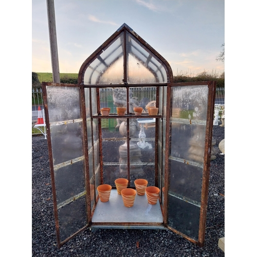 752 - Early 20th C wrought iron glass/green house {172cm H x 77cm W x 73cm D}