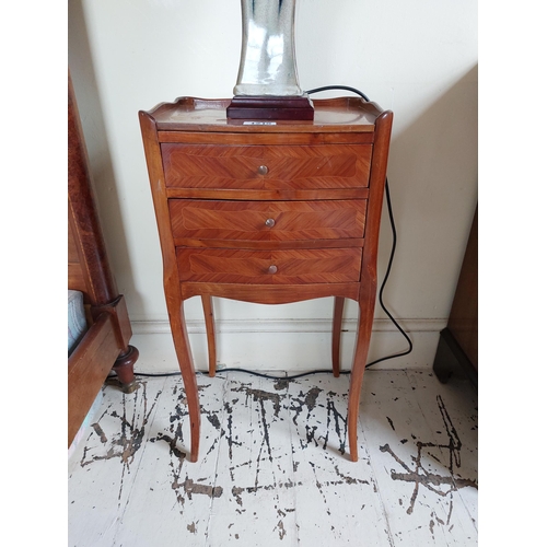 756 - Pair of Edwardian satinwood bedside lockers raised on cabriole legs {74 cm H x 38 cm W x 32 cm D}. (... 