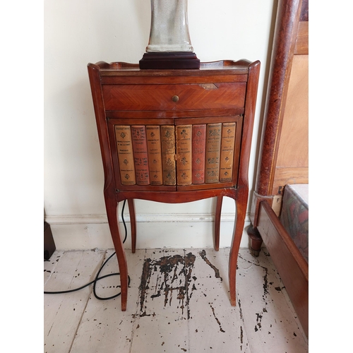 756 - Pair of Edwardian satinwood bedside lockers raised on cabriole legs {74 cm H x 38 cm W x 32 cm D}. (... 